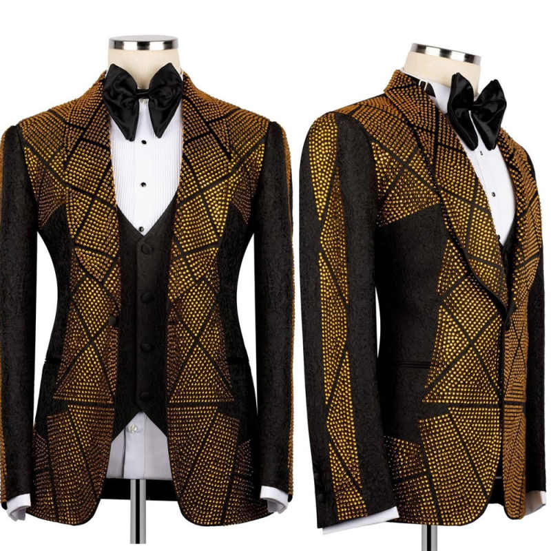 Men'S Formal Wear Attire - Traje de hombre con cuentas doradas