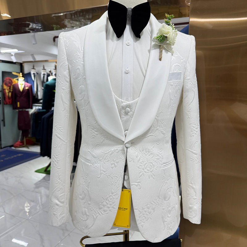 Men Formal Wear Jacket - Traje de Boda para Hombre, Blanco,