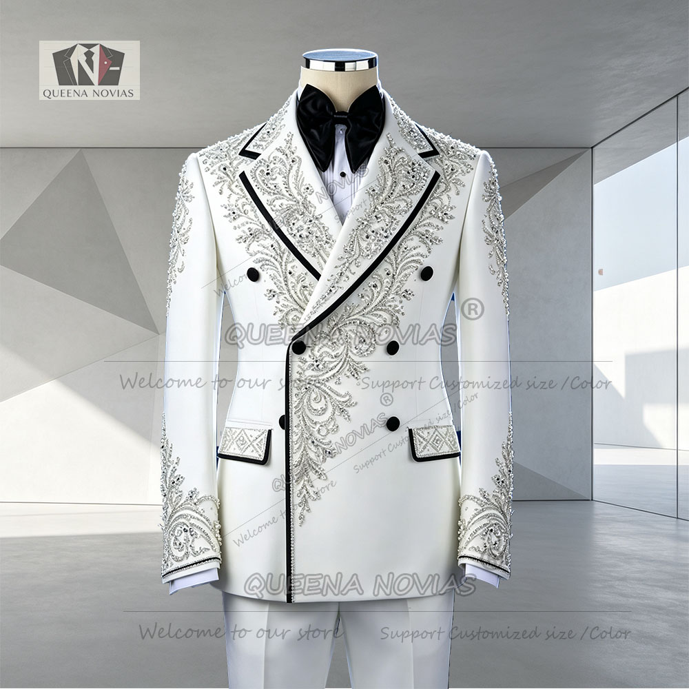 Men Formal Wear Jacket - Trajes de Lujo con Cuentas Plateadas