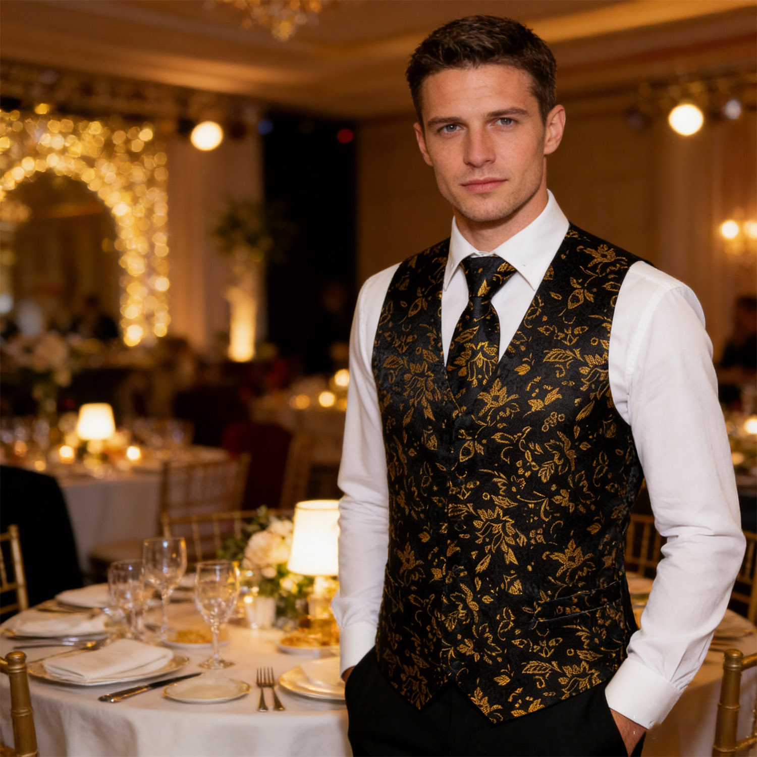 Chaleco de Lujo para Hombre, D - Formal Vest Waistcoat reseña y precio
