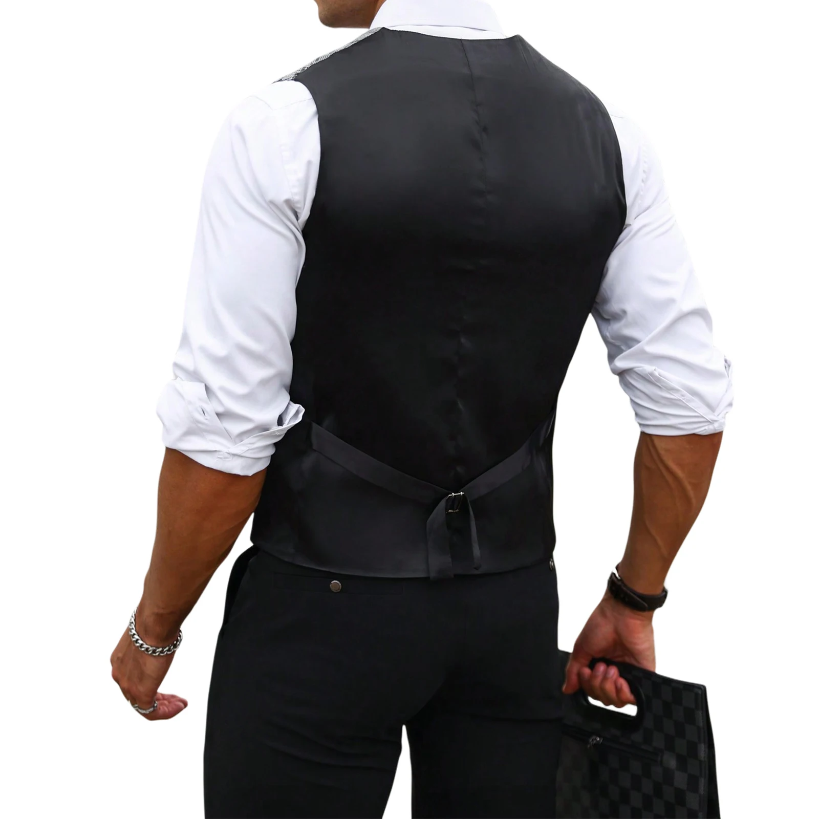 Chaleco de Traje a Cuadros Gri - Formal Vest Waistcoat reseña y precio