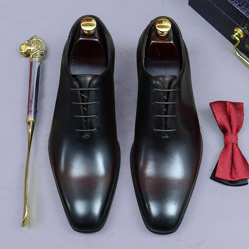 Zapatos Oxford de cuero genuin - Men Formal Wear Brown reseña y precio