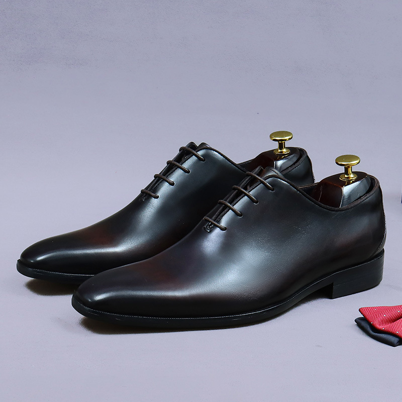 Zapatos Oxford de cuero genuin - Men Formal Wear Brown reseña y precio
