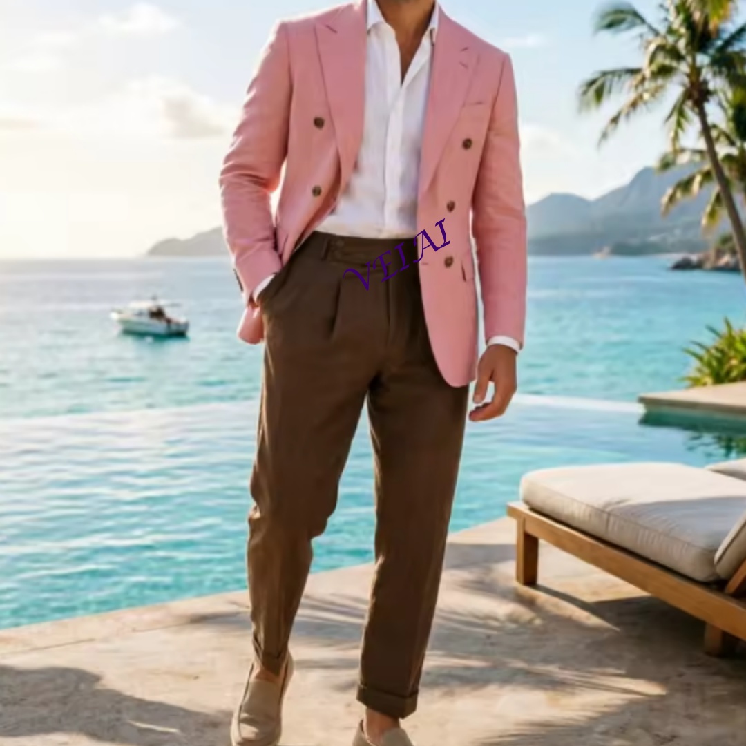 Traje de Lino Beige de Dos Pie - Men'S Formal Wear Attire reseña y precio