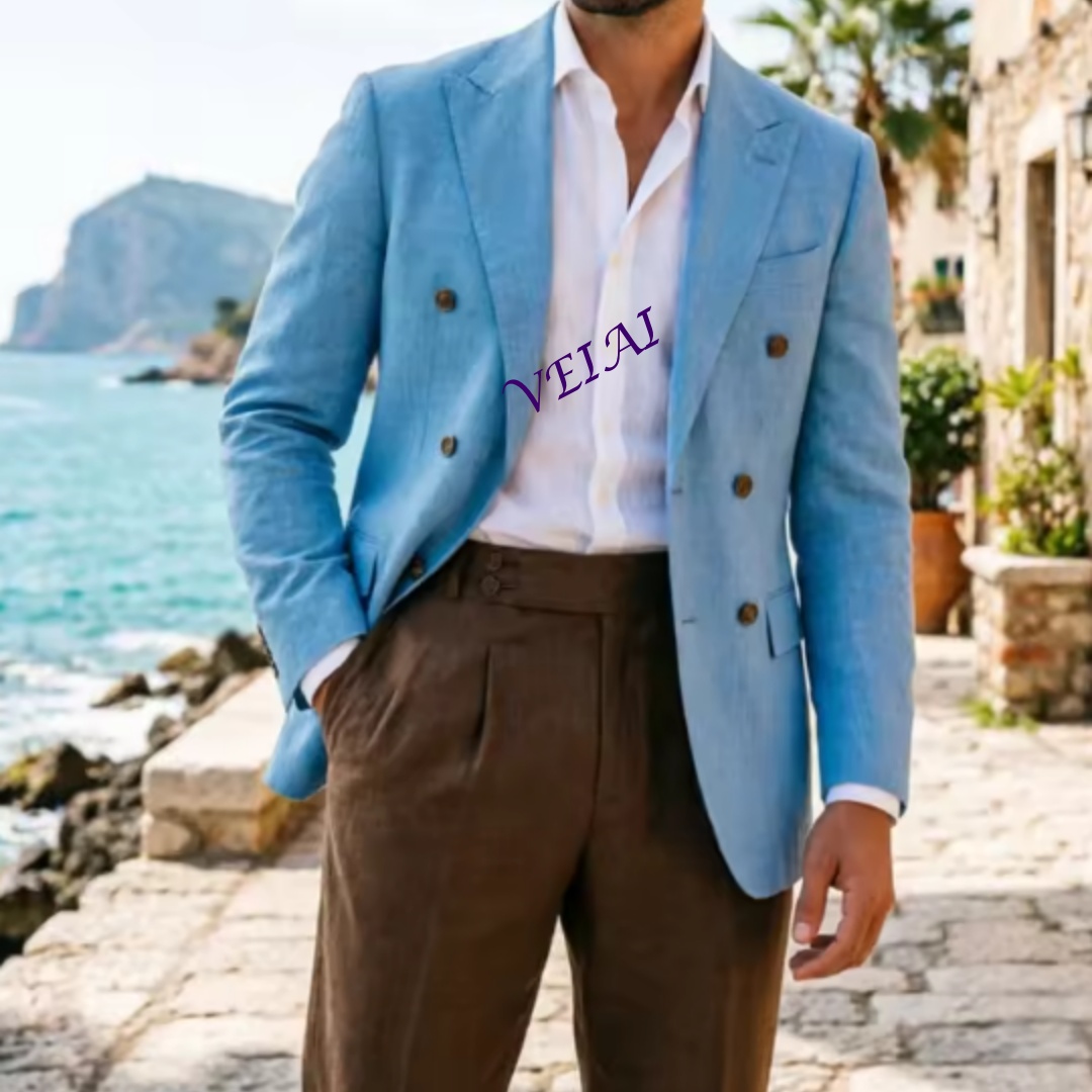 Traje de Lino Beige de Dos Pie - Men'S Formal Wear Attire reseña y precio